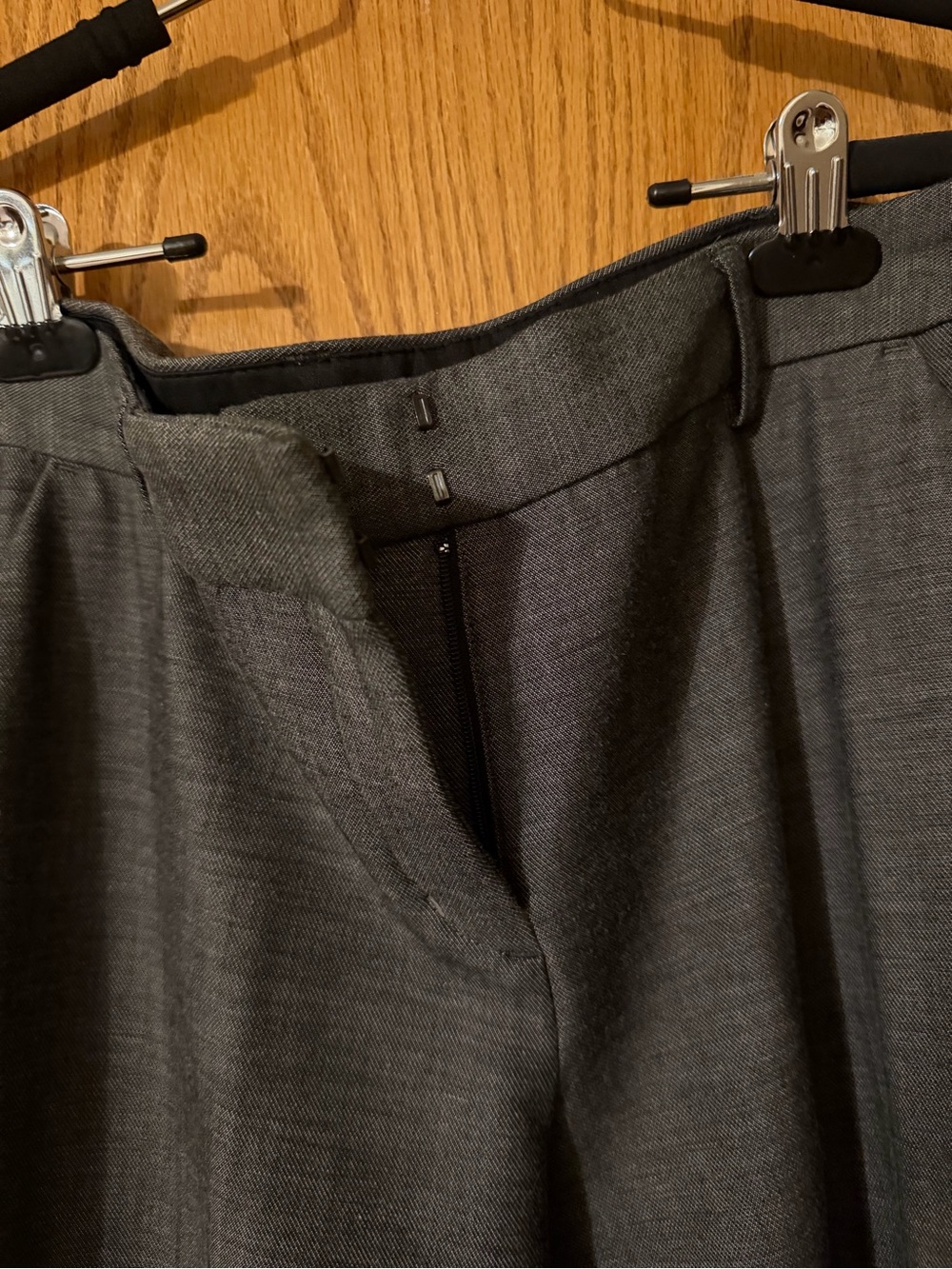 Express Gray Wide-Leg Dress Trousers with Hook & Zip